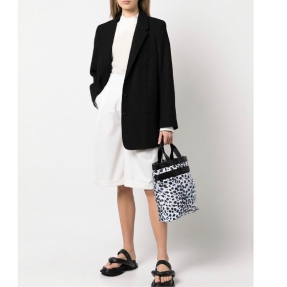 Ganni Handbags - GANNI Recycled Nylon Tech Medium Tote Bag - Black & Blue Leopard